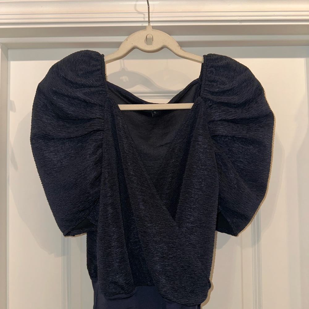 Navy Puff Sleeve Bodysuit